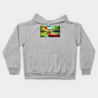 Kayaking Cow Kids Hoodie